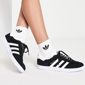 Adidas Gazelle Black 3-Striped Suede Indoor Low Top Sneakers